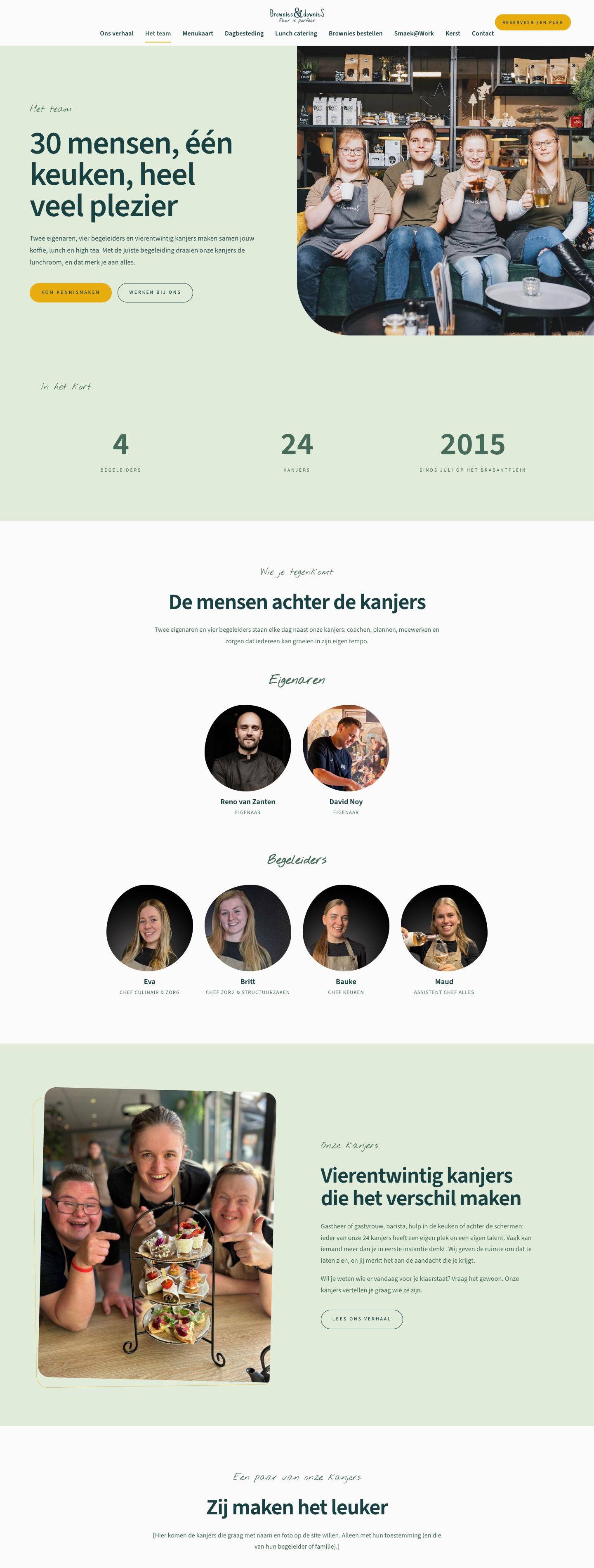 De pagina over het team