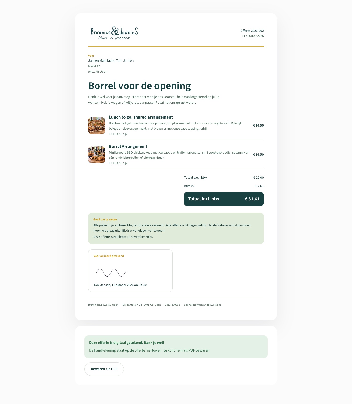 Een digitaal getekende offerte