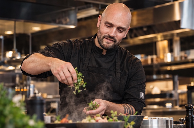 Reno als kok in de keuken